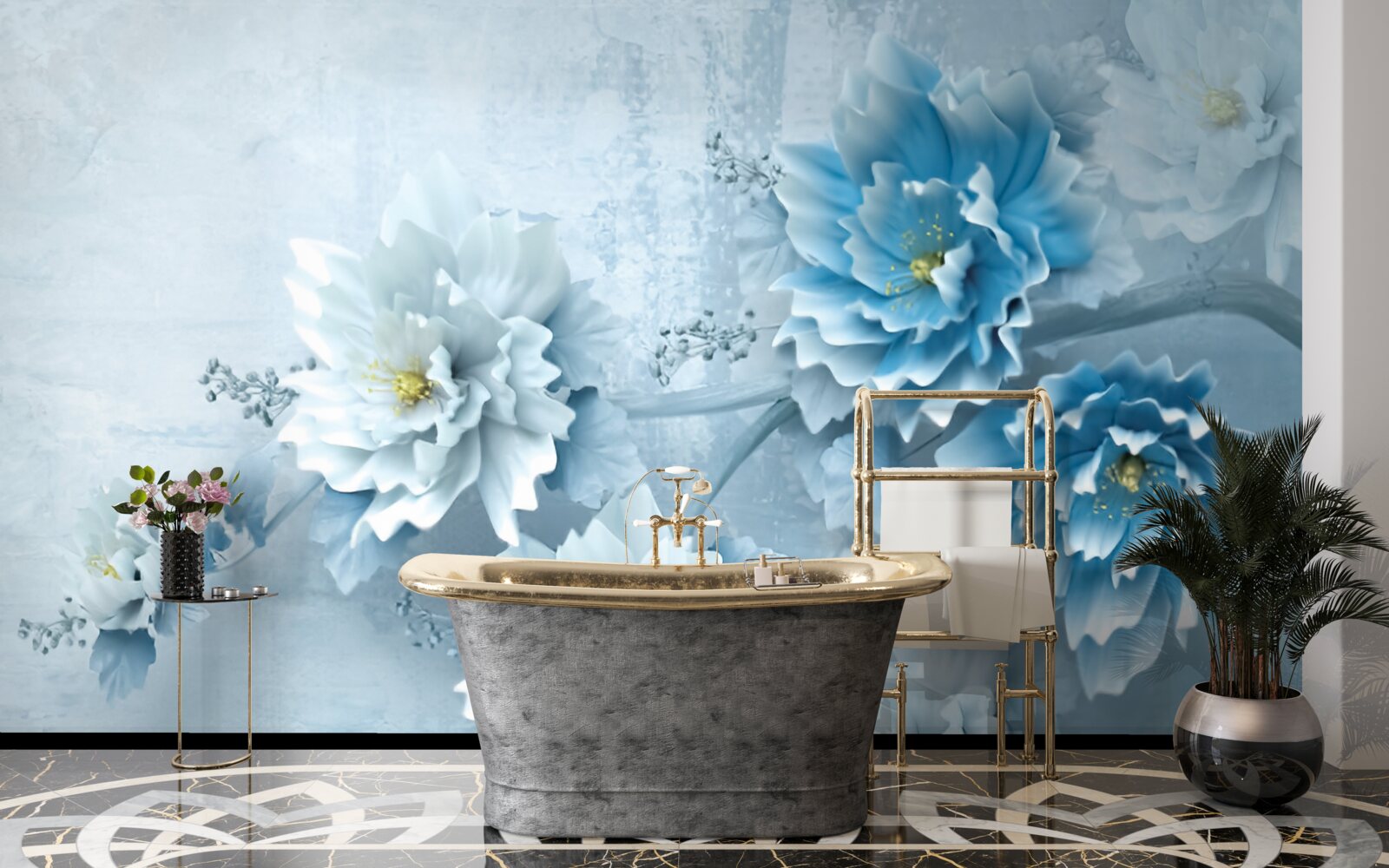 Фотошпалери квіти блідо-блакитні