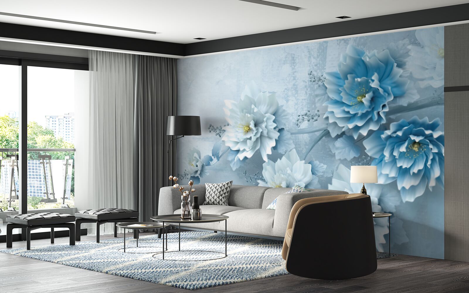 Фотошпалери квіти блідо-блакитні