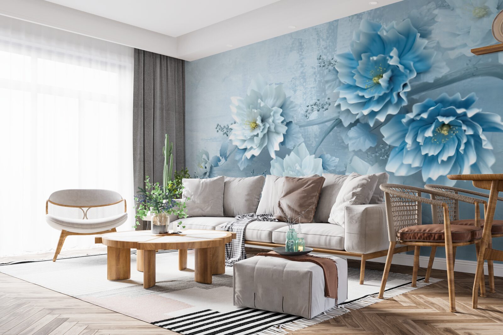 Фотошпалери квіти блідо-блакитні