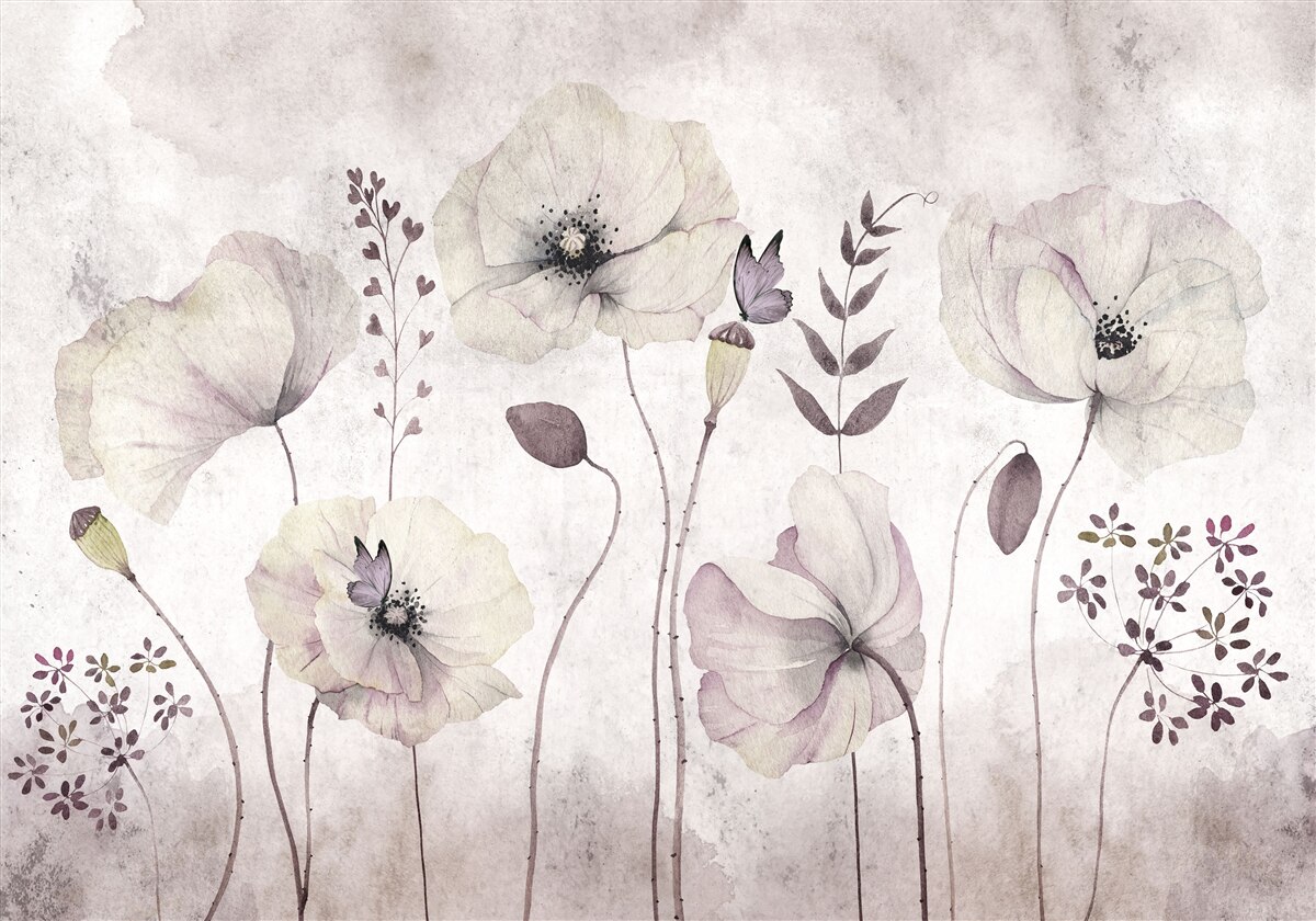 Фотошпалери м'які маки на витончених стеблах