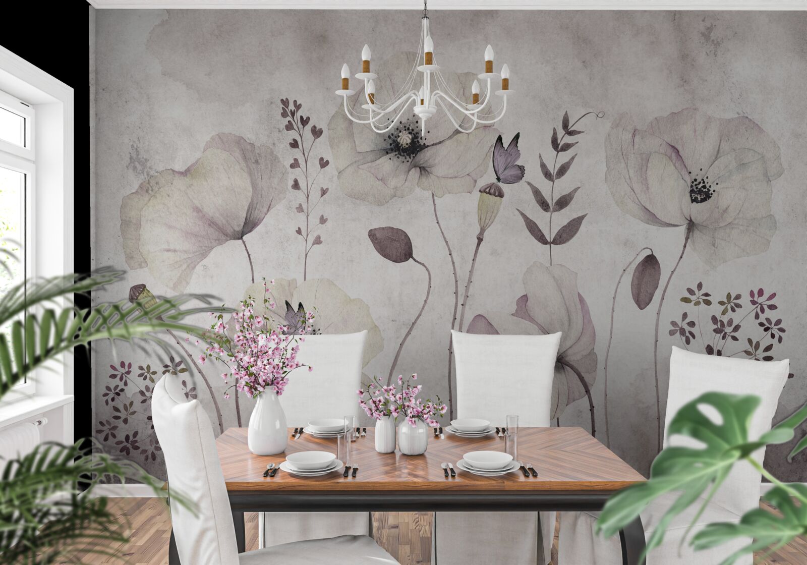 Фотошпалери м'які маки на витончених стеблах