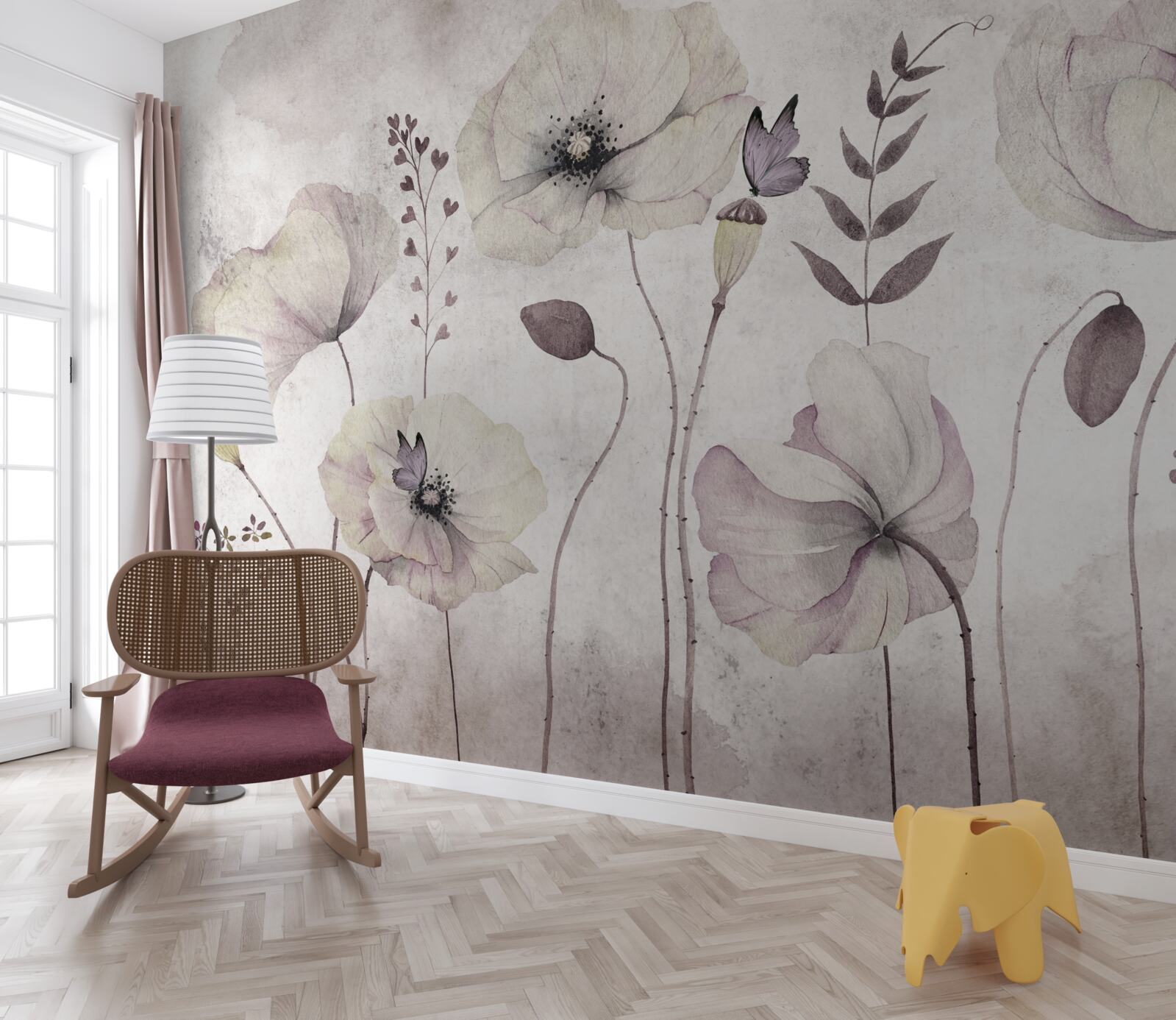 Фотошпалери м'які маки на витончених стеблах