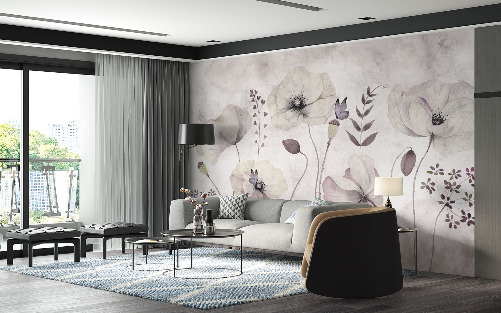 Фотошпалери м'які маки на витончених стеблах