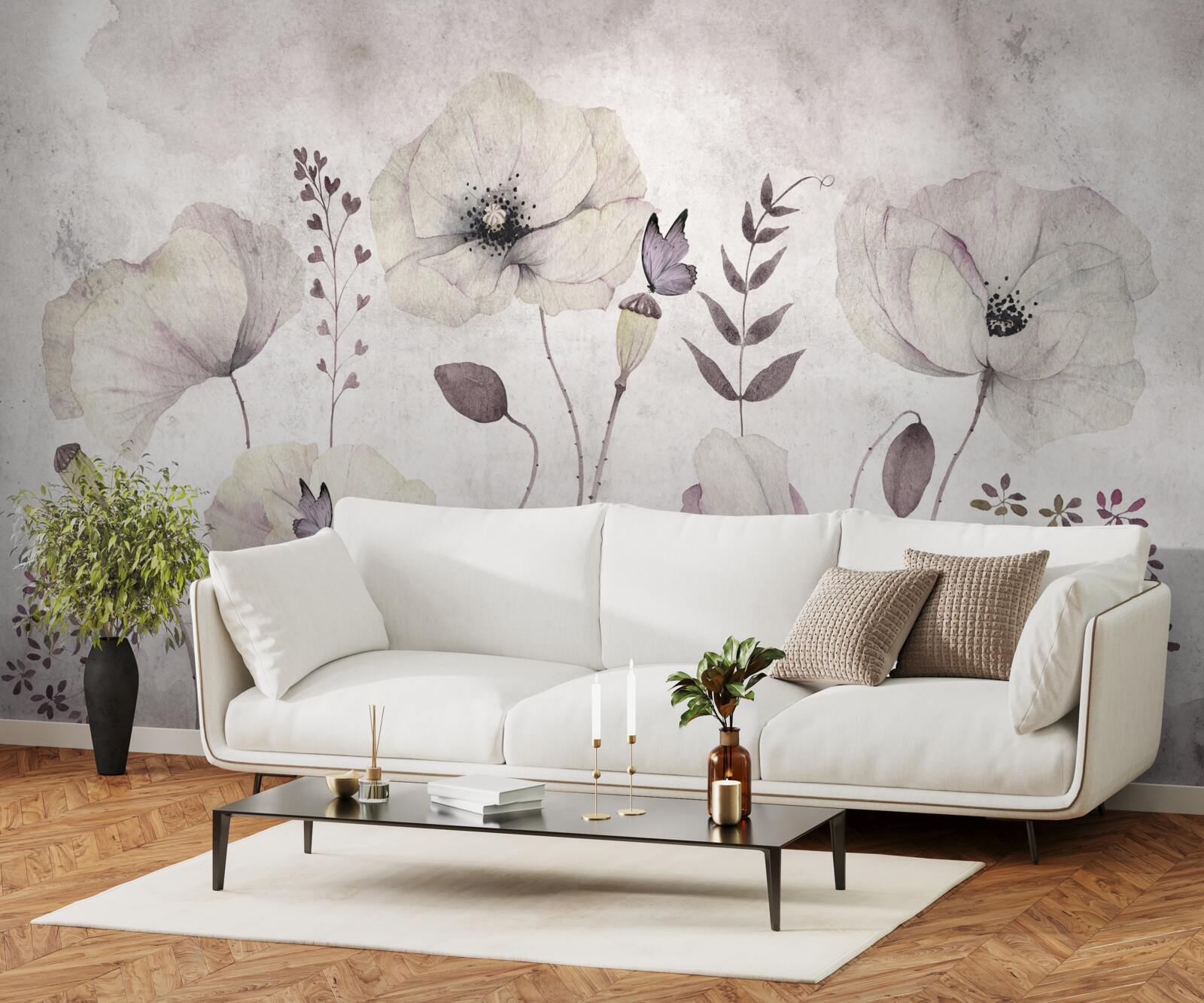 Фотошпалери м'які маки на витончених стеблах