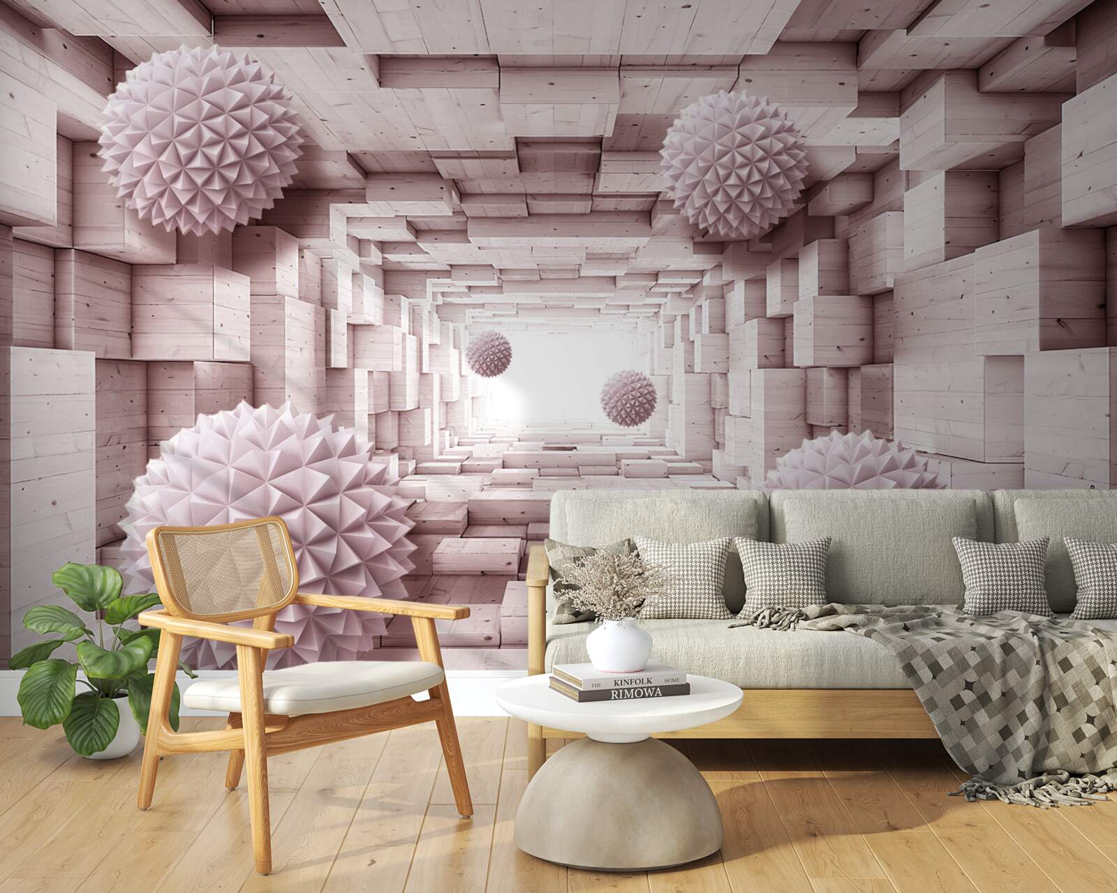 Фотошпалери геометричні кулі, що йдуть у нескінченність