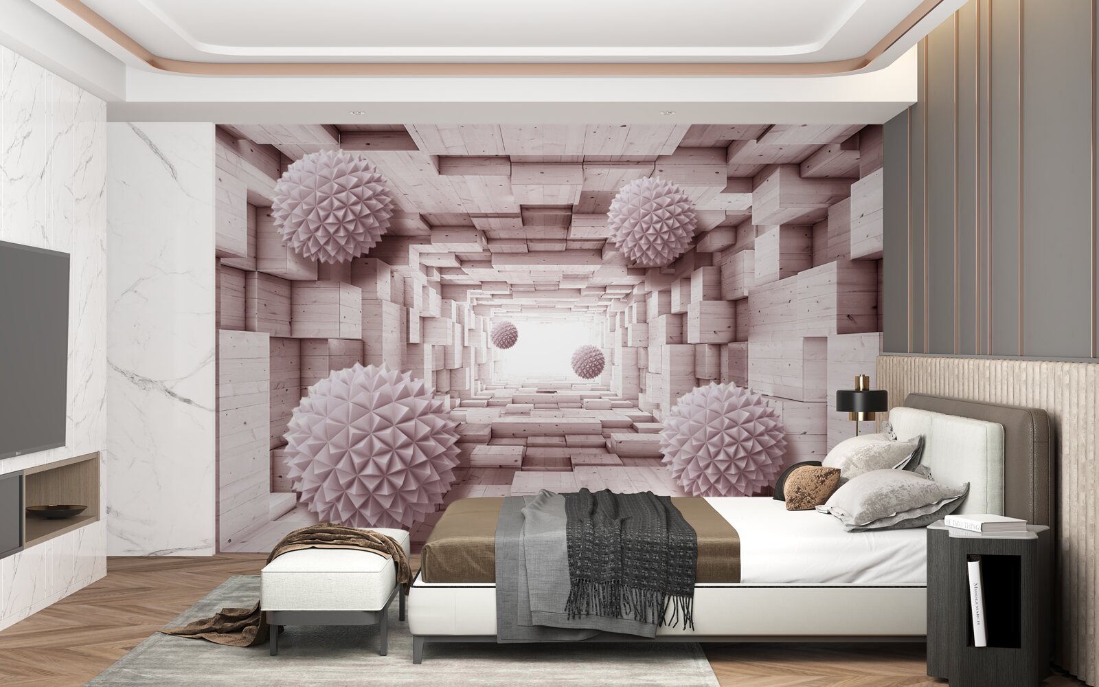 Фотошпалери геометричні кулі, що йдуть у нескінченність