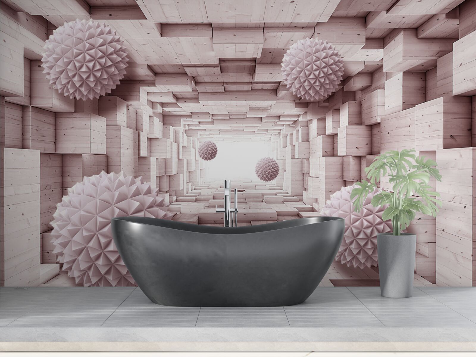 Фотошпалери геометричні кулі, що йдуть у нескінченність