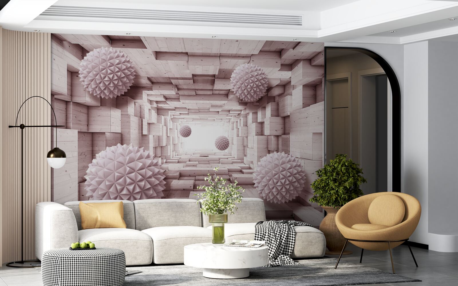 Фотошпалери геометричні кулі, що йдуть у нескінченність