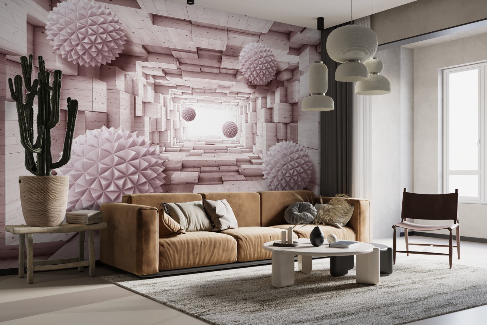 Фотошпалери геометричні кулі, що йдуть у нескінченність