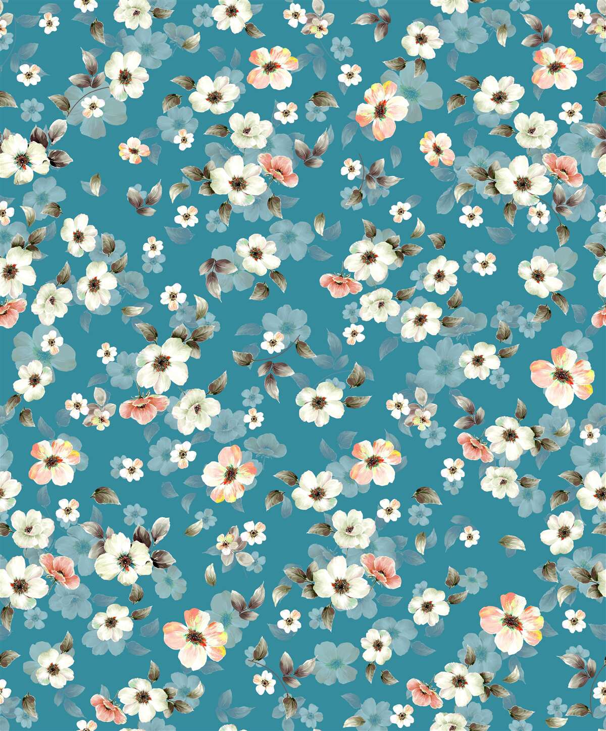 Фотошпалери маленькі квіточки на блакитній основі