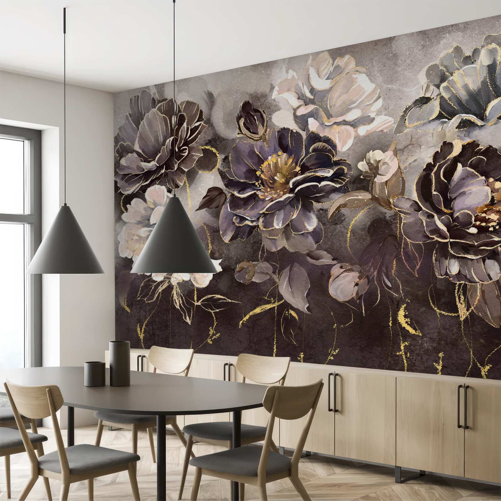 Фотошпалери чорно-білі півонії