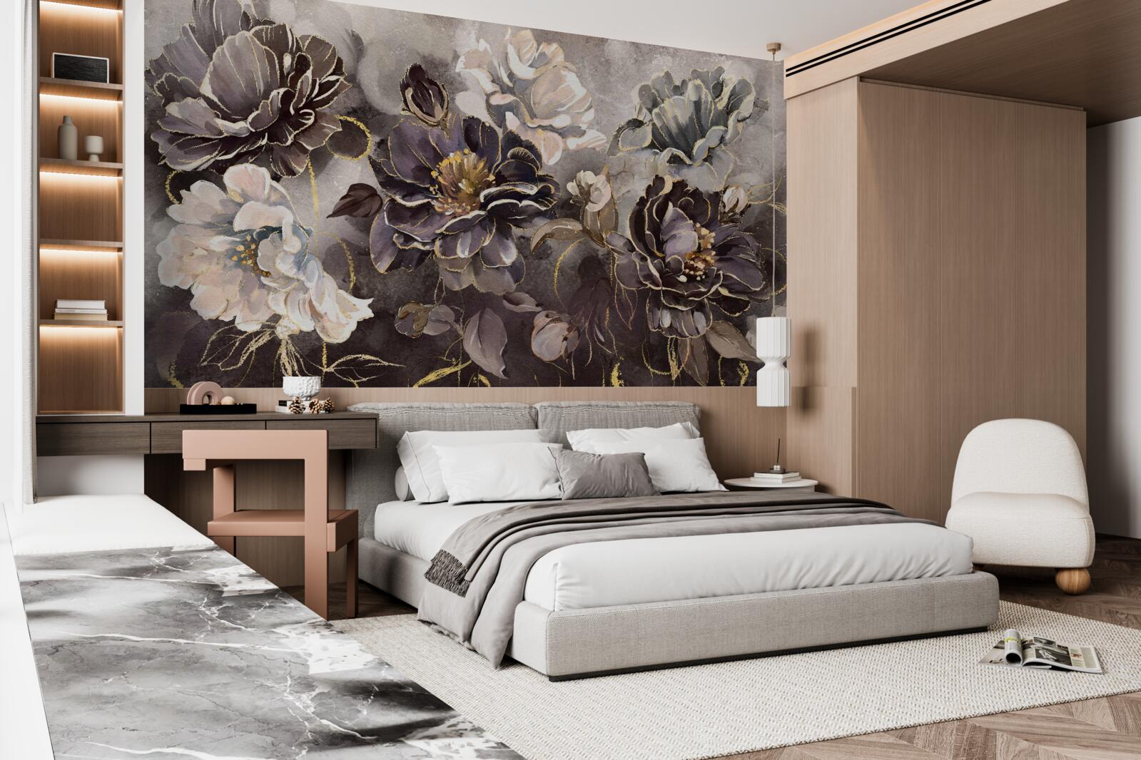 Фотошпалери чорно-білі півонії