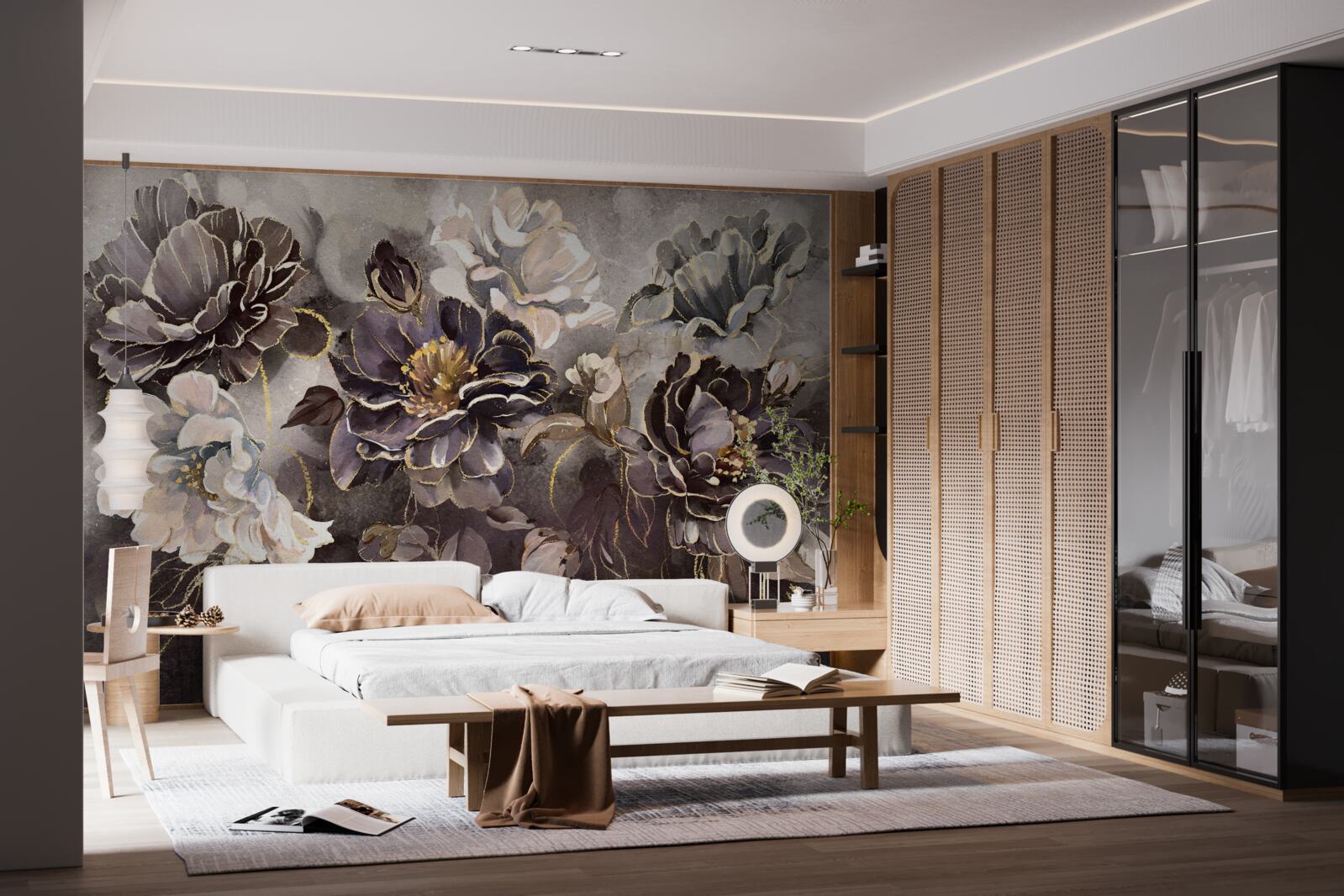 Фотошпалери чорно-білі півонії