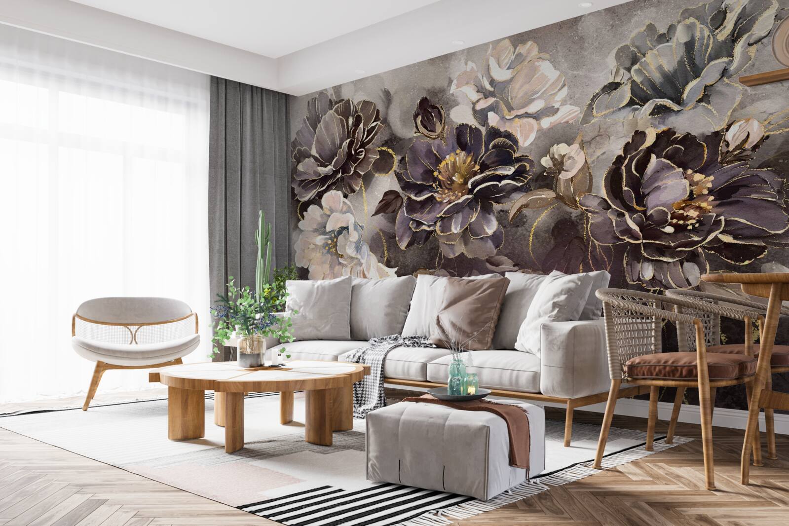 Фотошпалери чорно-білі півонії