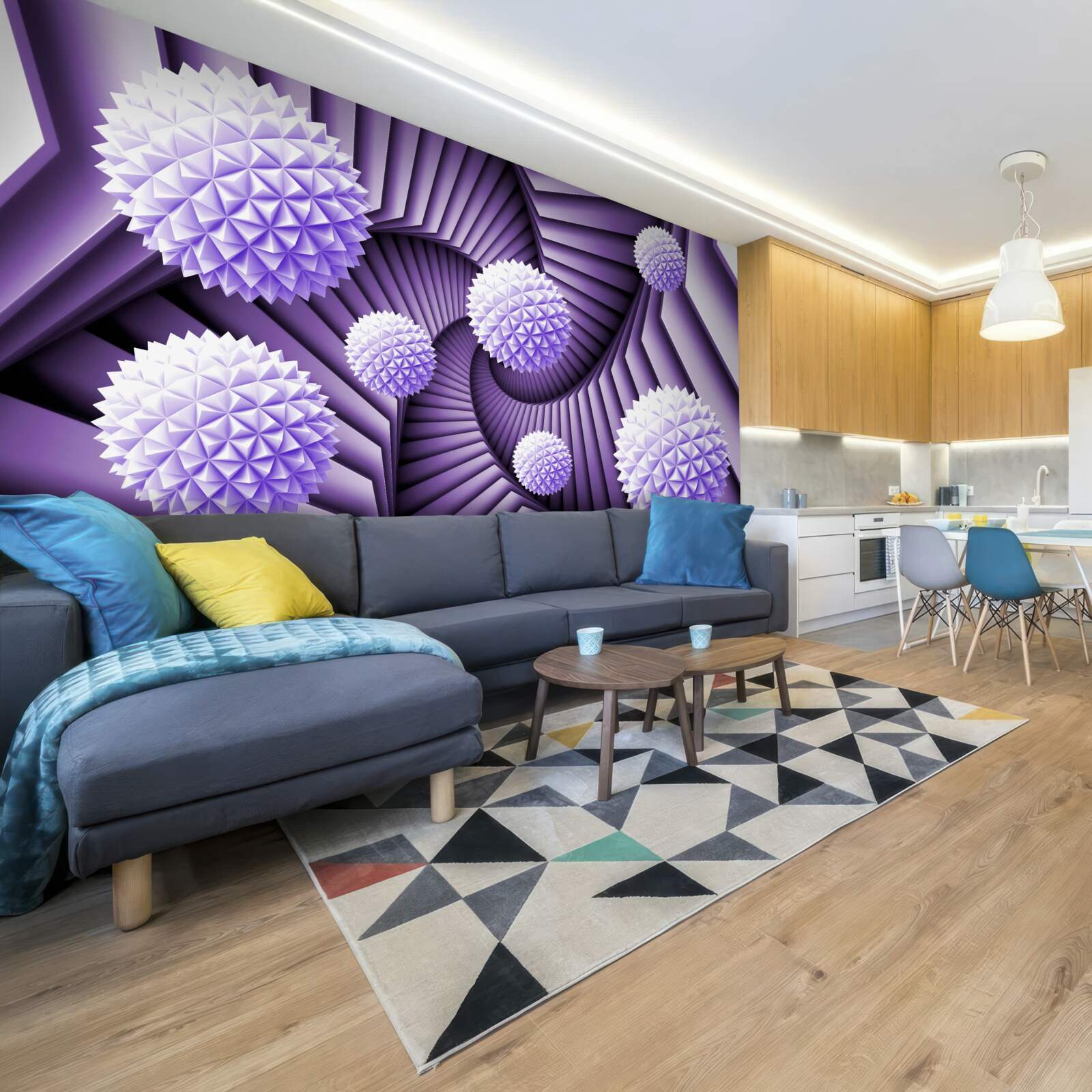 Фотошпалери драбина і м'яч в абстракції