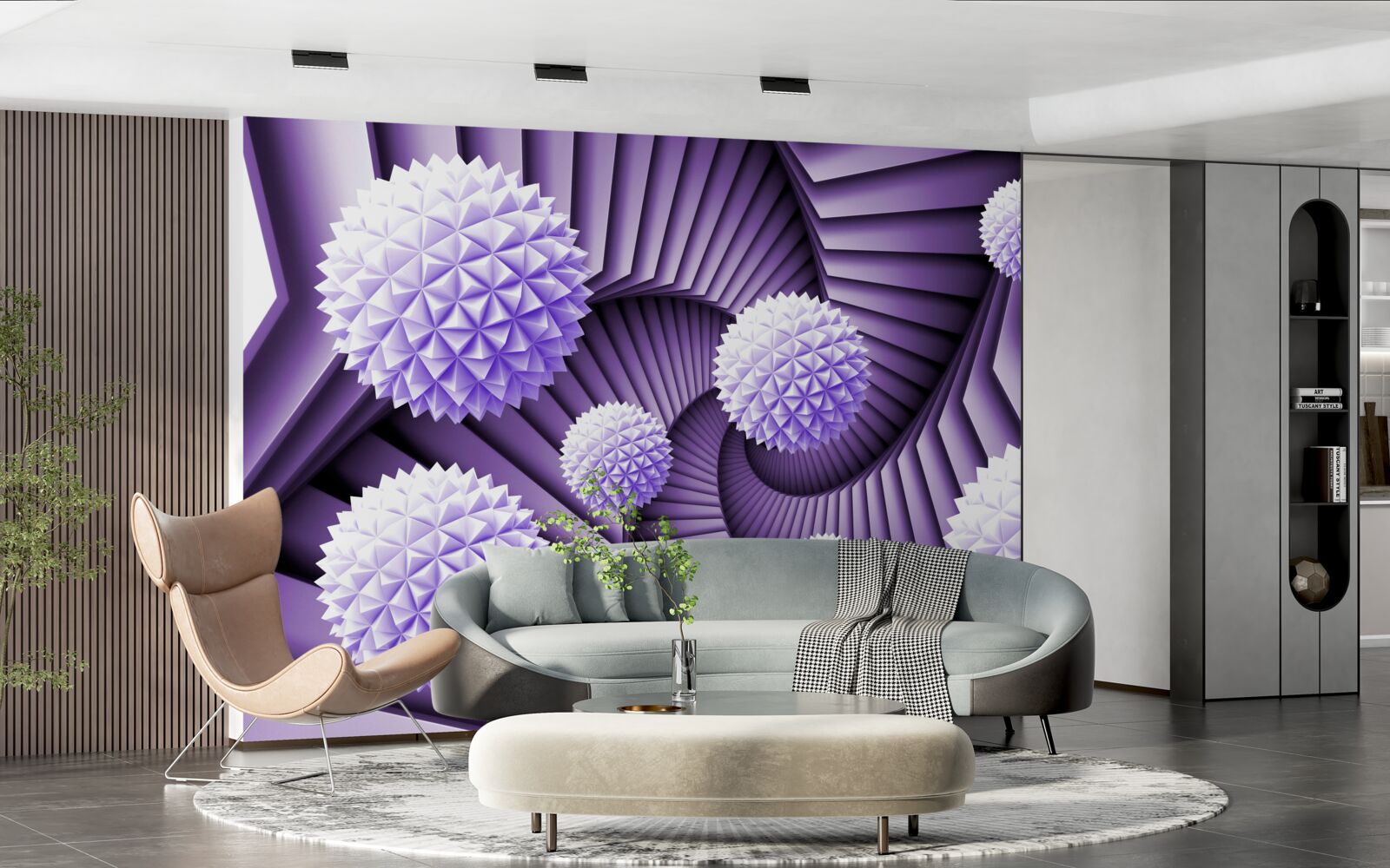 Фотошпалери драбина і м'яч в абстракції