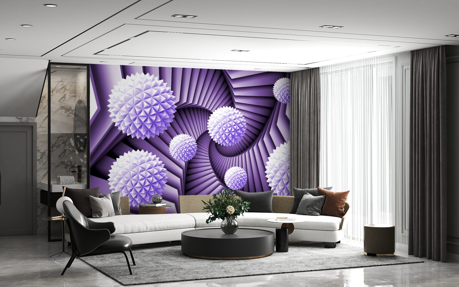 Фотошпалери драбина і м'яч в абстракції