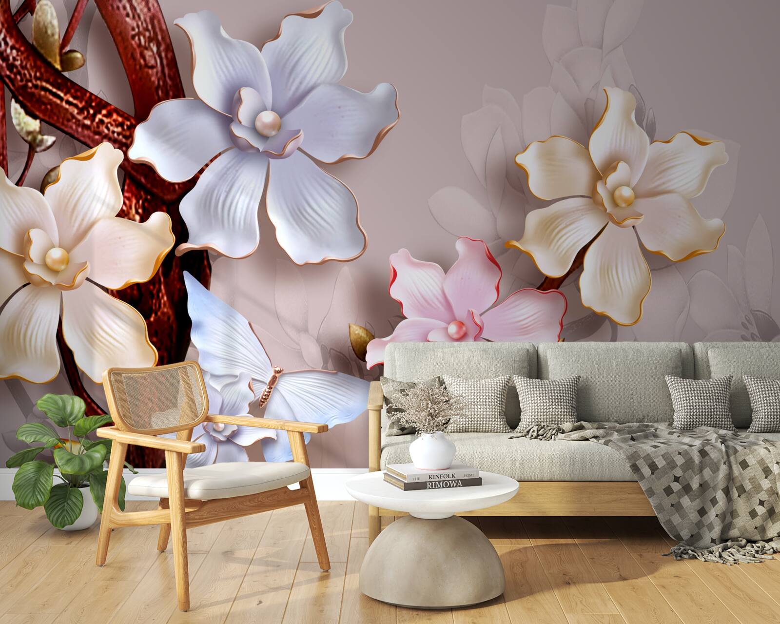 Фотошпалери квіти різних відтінків на м'якому тлі