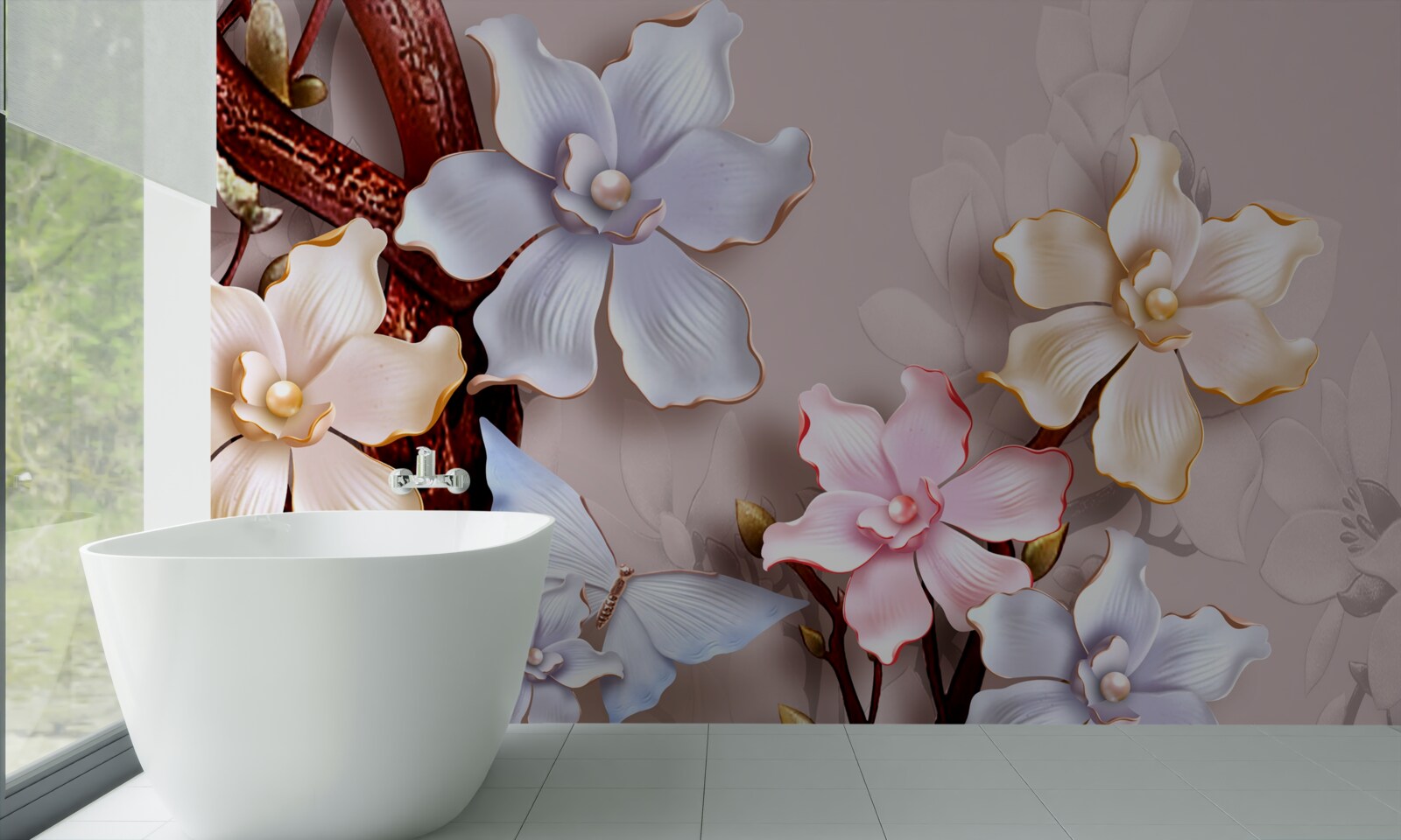 Фотошпалери квіти різних відтінків на м'якому тлі