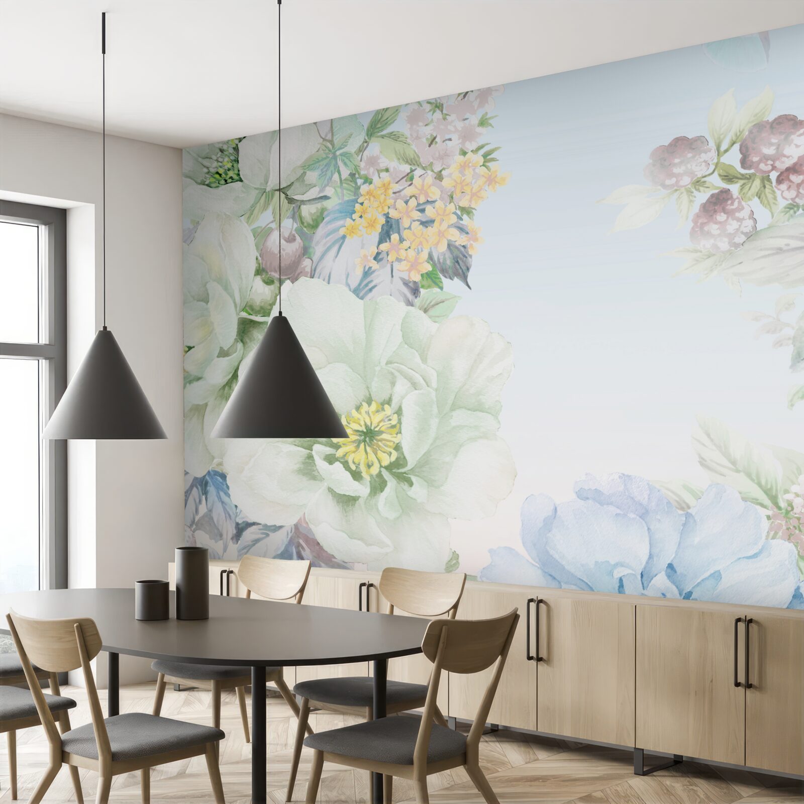 Фотошпалери квіти в м'яких пастельних тонах