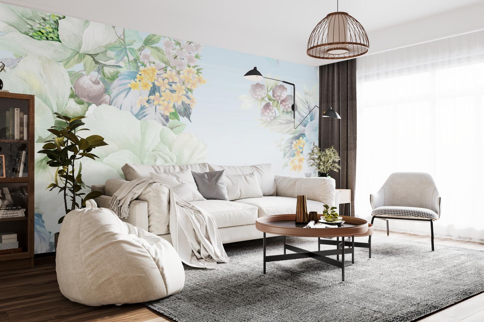 Фотошпалери квіти в м'яких пастельних тонах