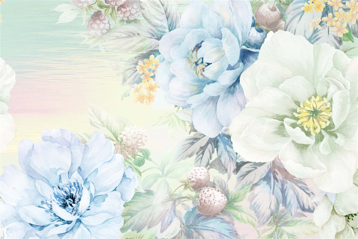 Фотошпалери квіти у відтінках білого та синього