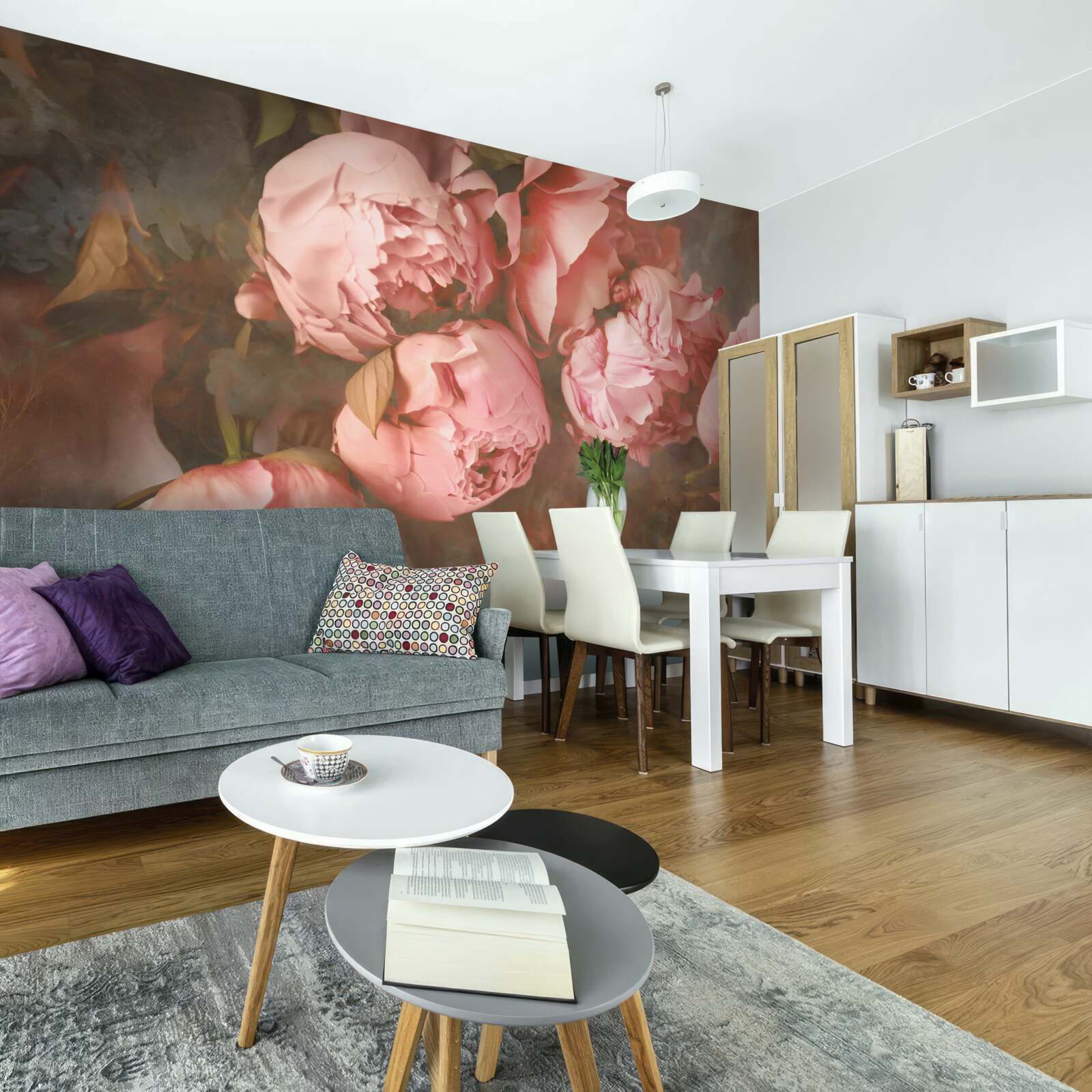 Фотошпалери рожеві півонії в ніжних відтінках