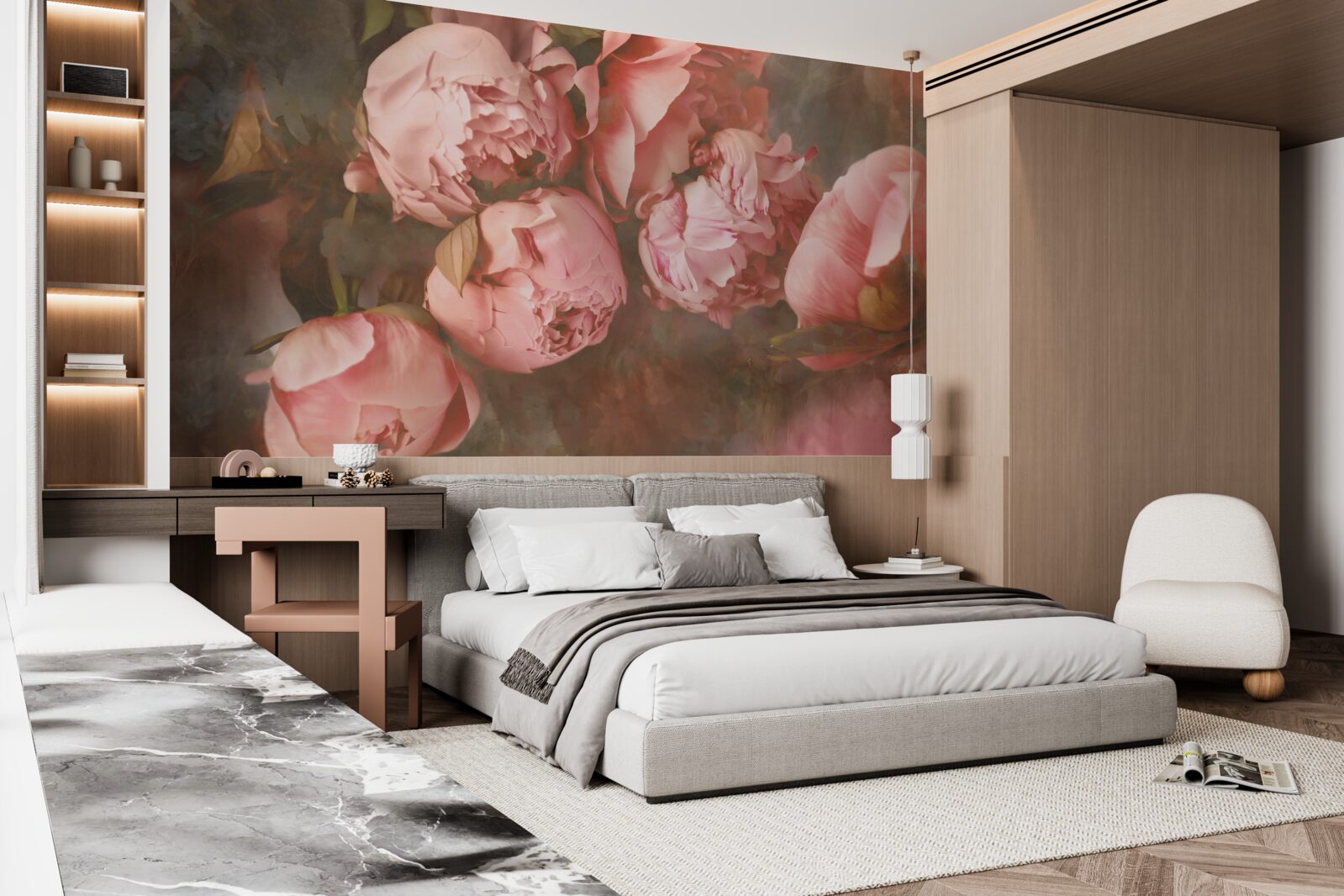 Фотошпалери рожеві півонії в ніжних відтінках