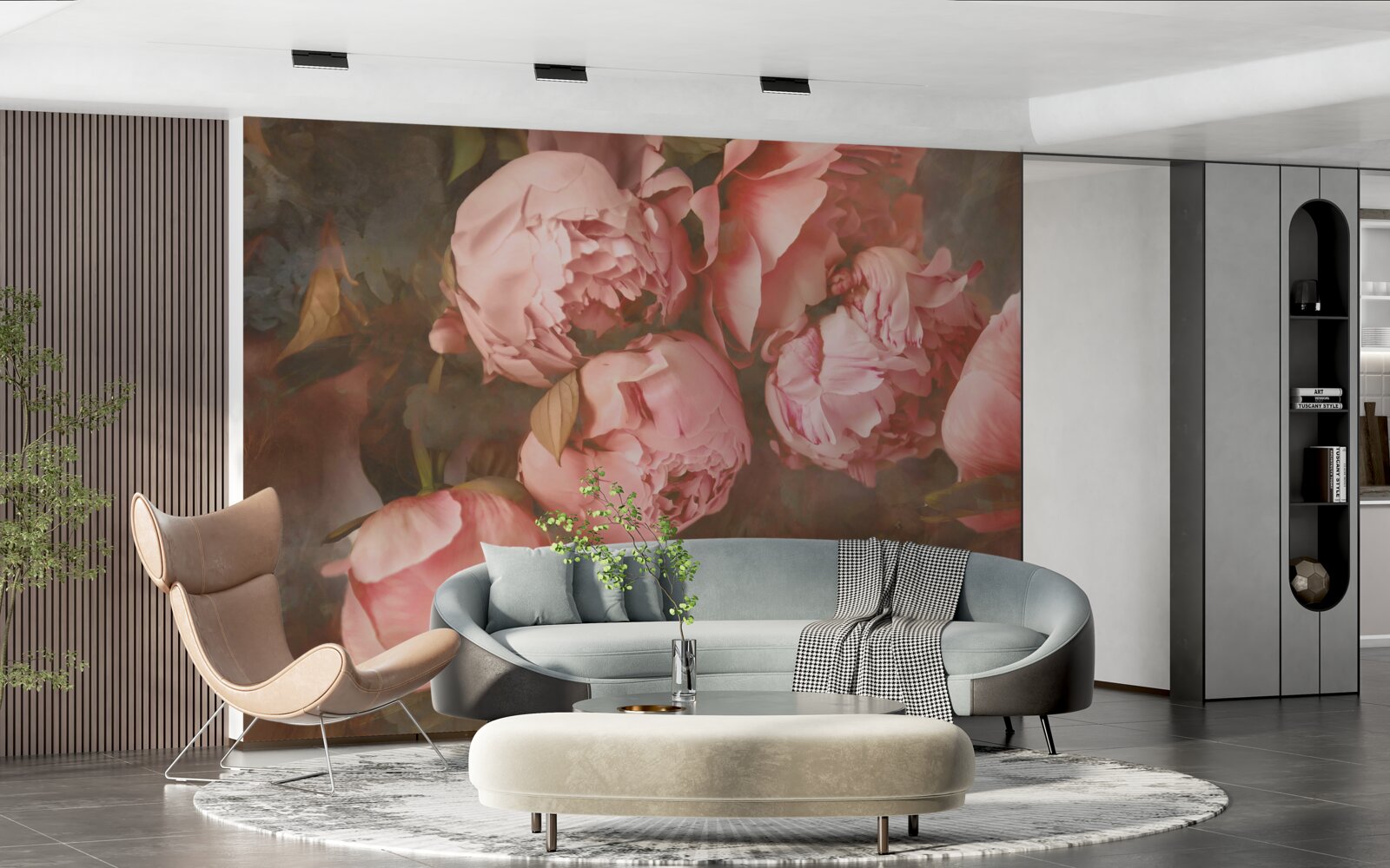 Фотошпалери рожеві півонії в ніжних відтінках