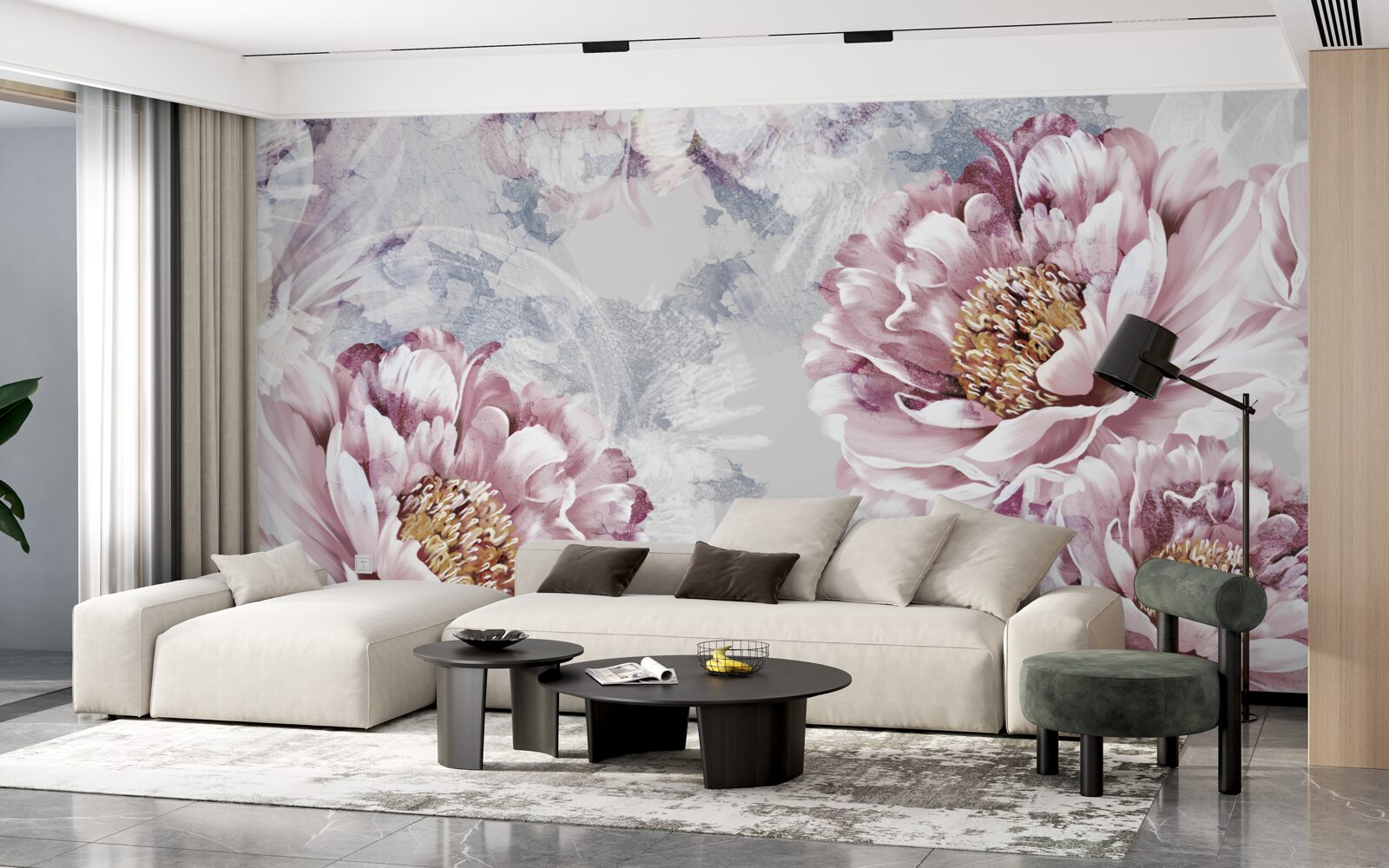 Фотошпалери великі рожеві півонії