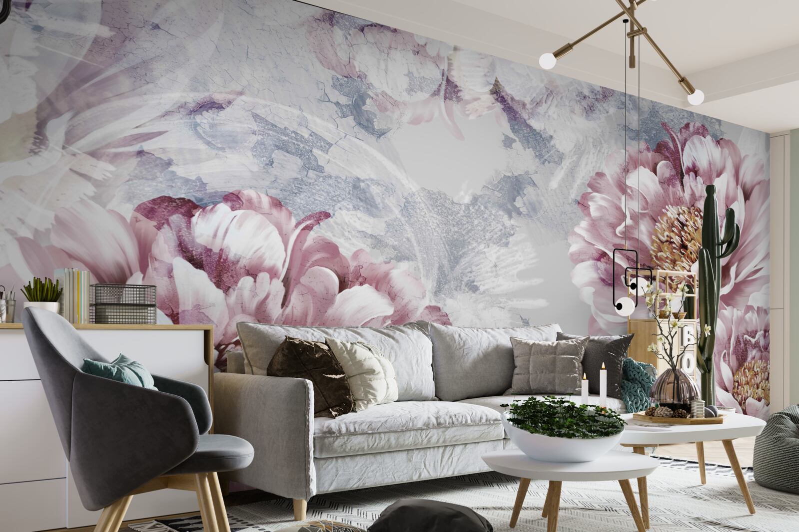 Фотошпалери великі рожеві півонії