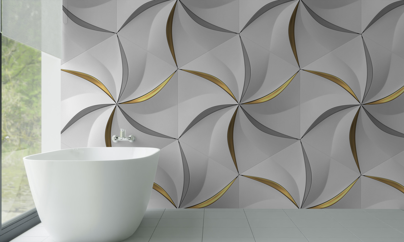 Фотошпалери вихори сірого та золотого на білому тлі