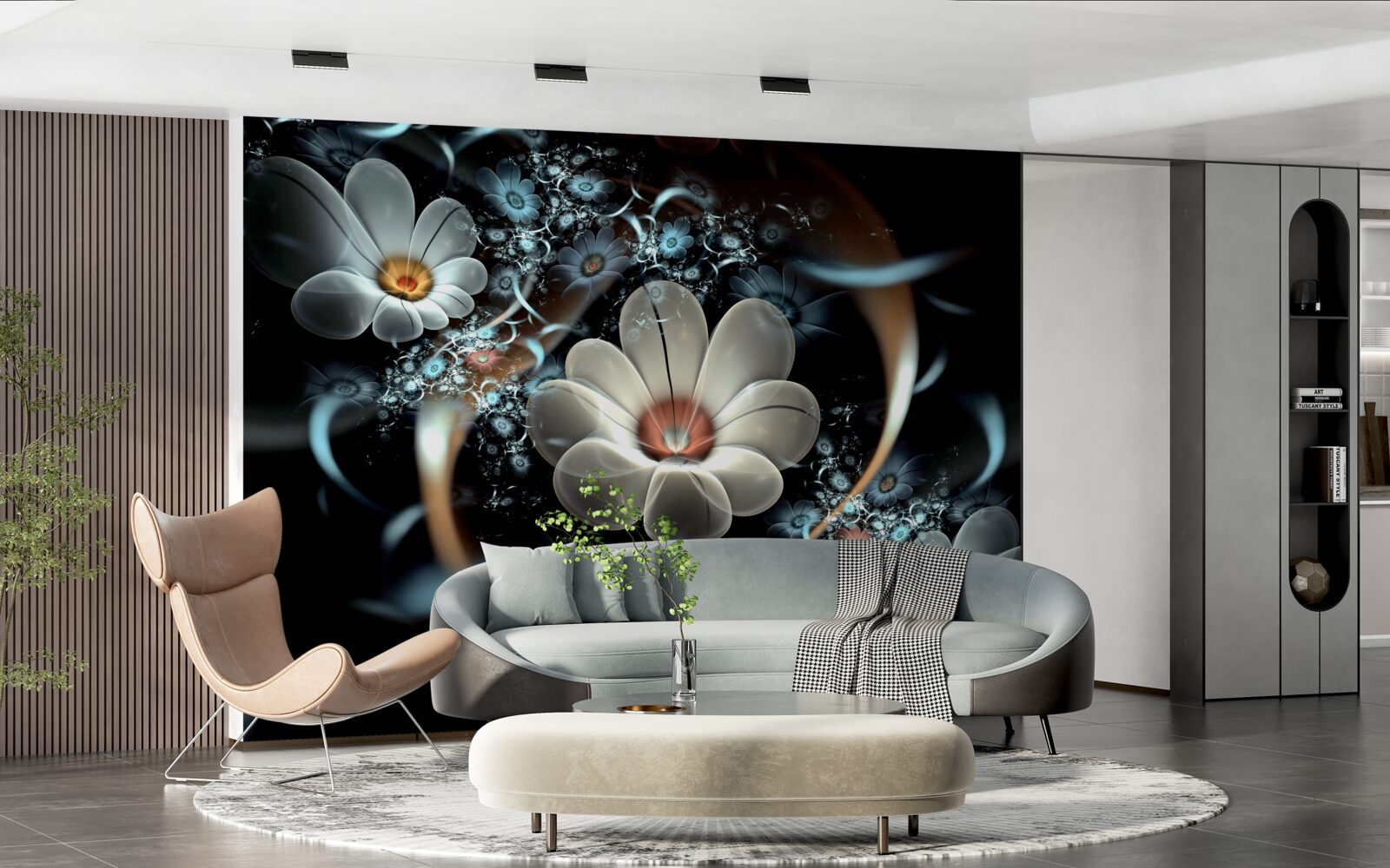 Фотошпалери великі квіти білі