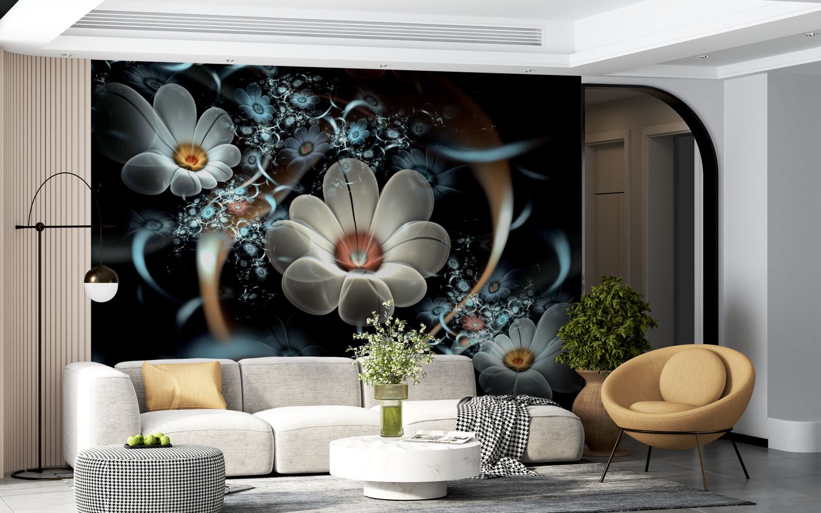 Фотошпалери великі квіти білі