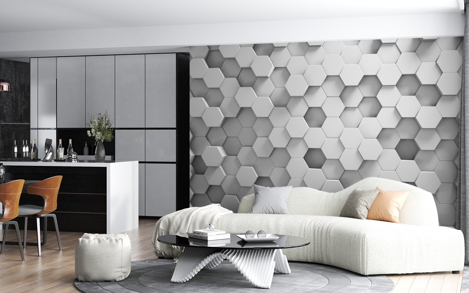 Фотошпалери шестикутники сірі