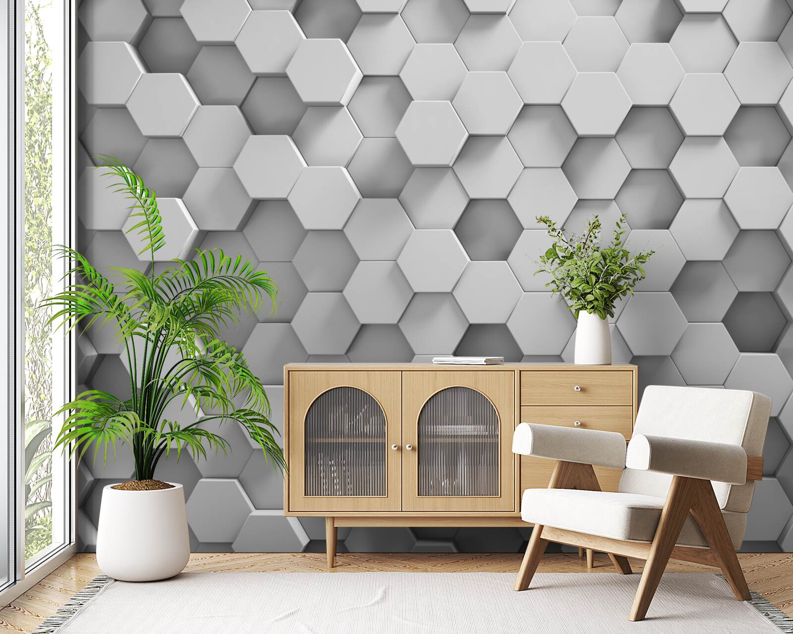 Фотошпалери шестикутники сірі