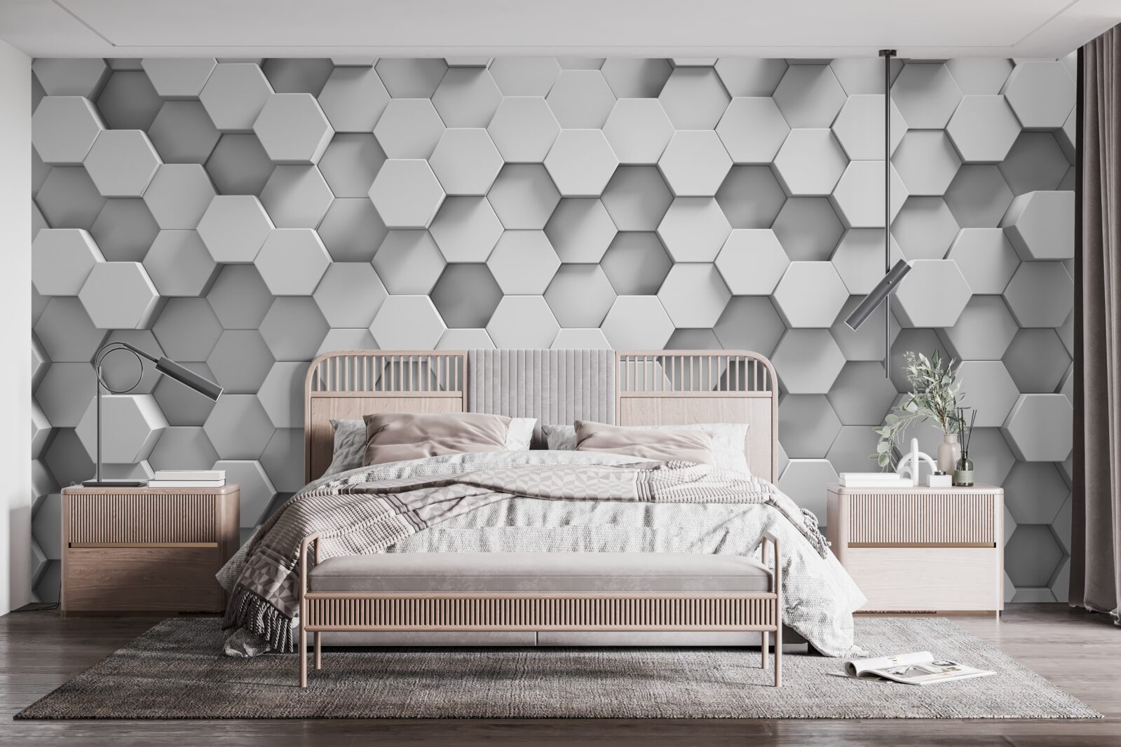 Фотошпалери шестикутники сірі