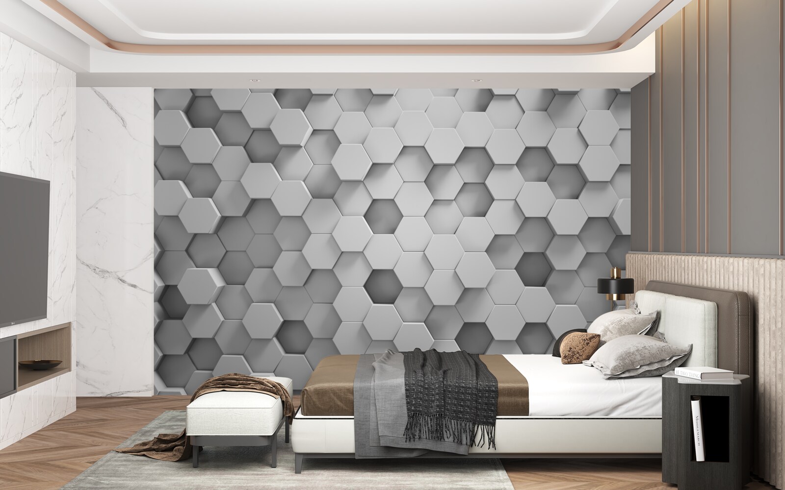 Фотошпалери шестикутники сірі