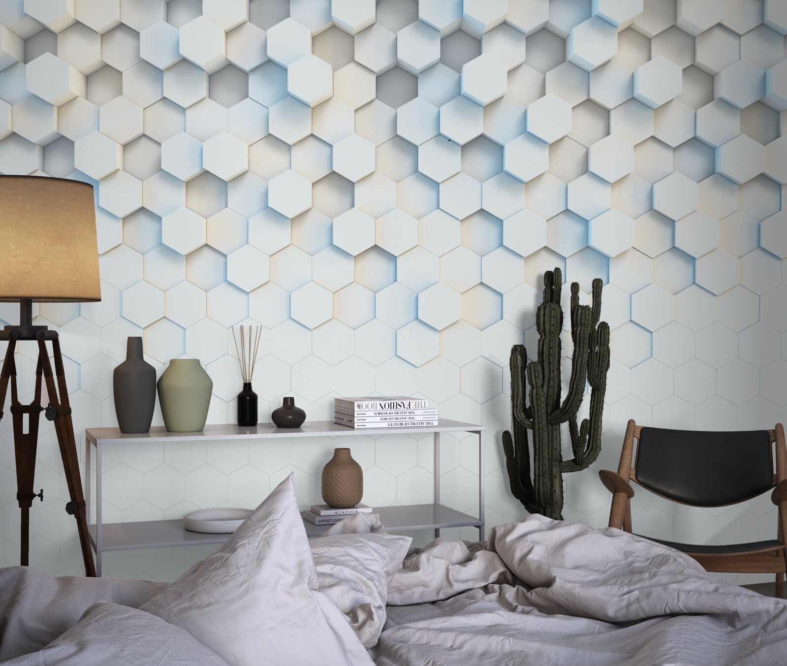 Фотошпалери шестикутники білі