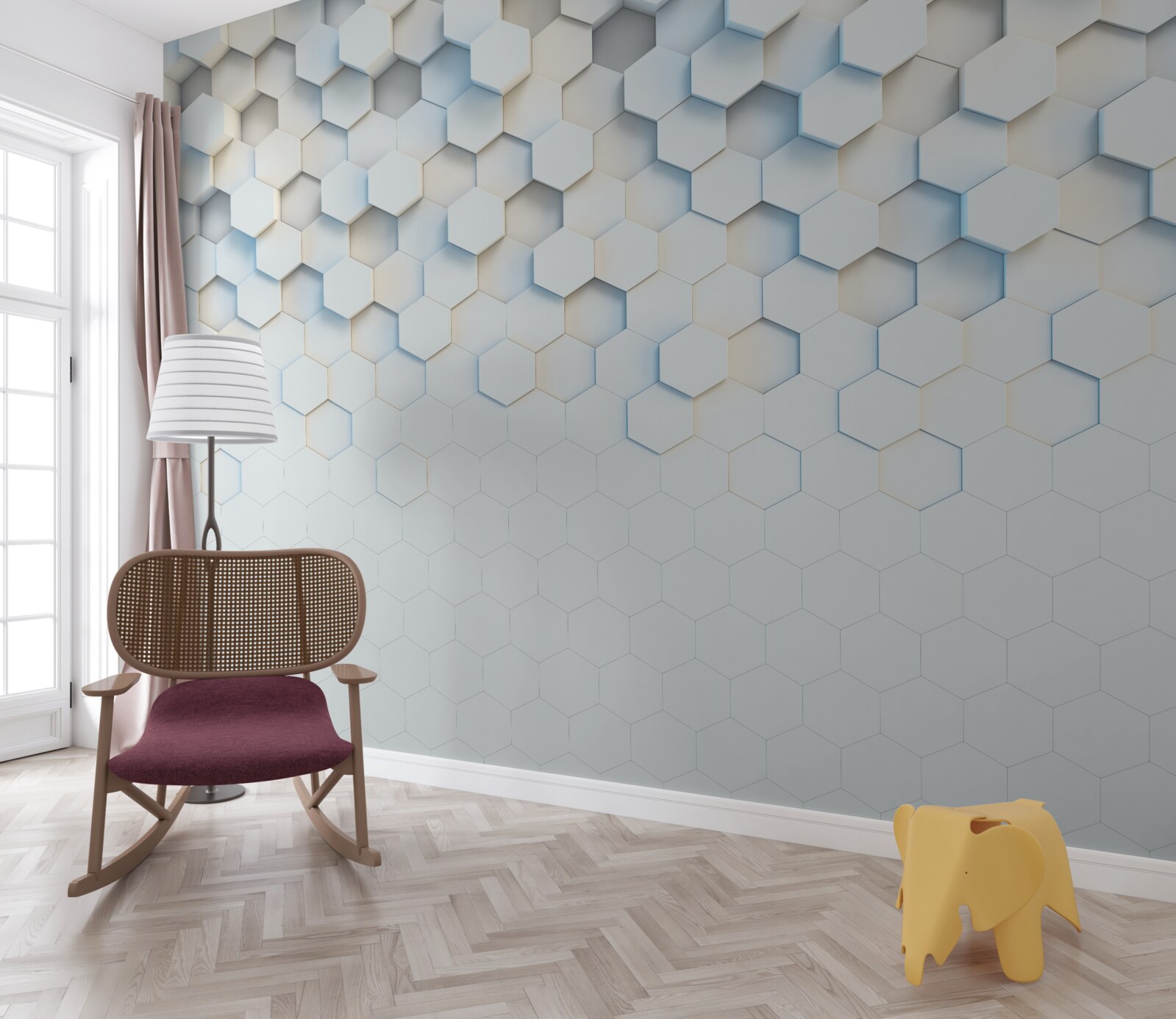 Фотошпалери шестикутники білі