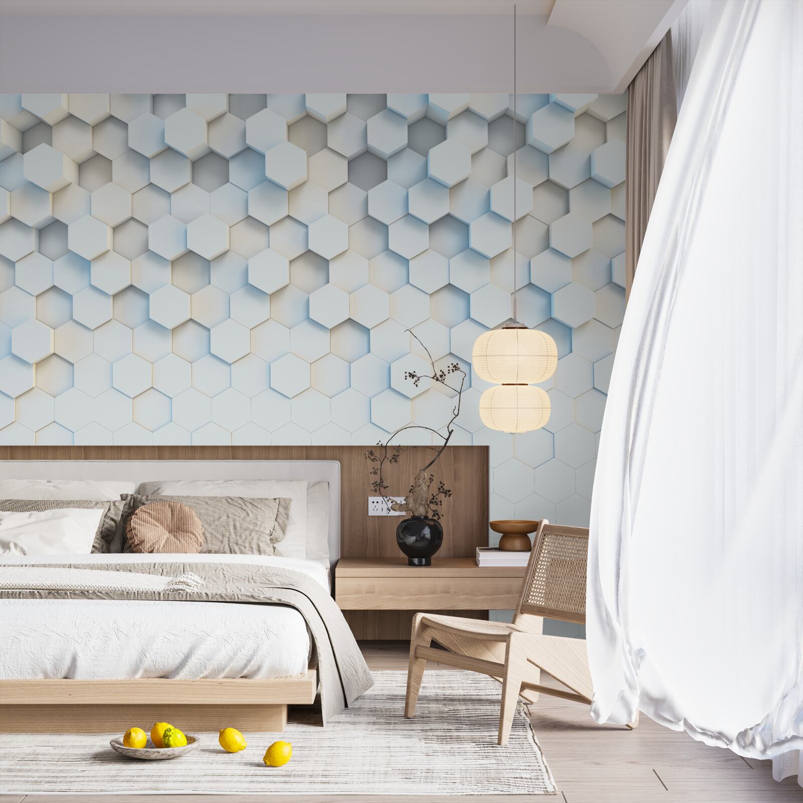 Фотошпалери шестикутники білі