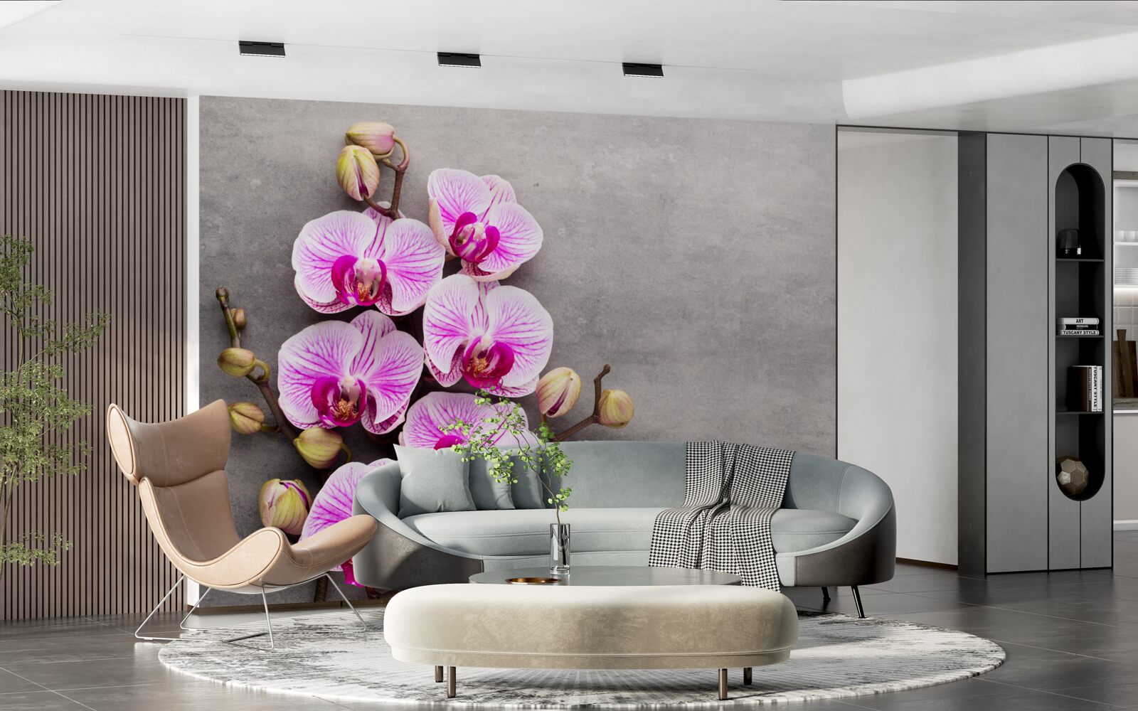 Фотошпалери бузково-біла орхідея