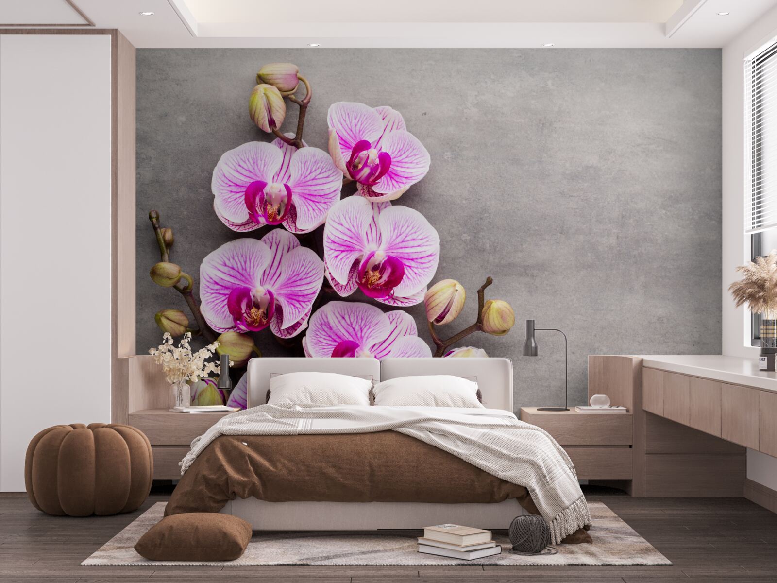 Фотошпалери бузково-біла орхідея
