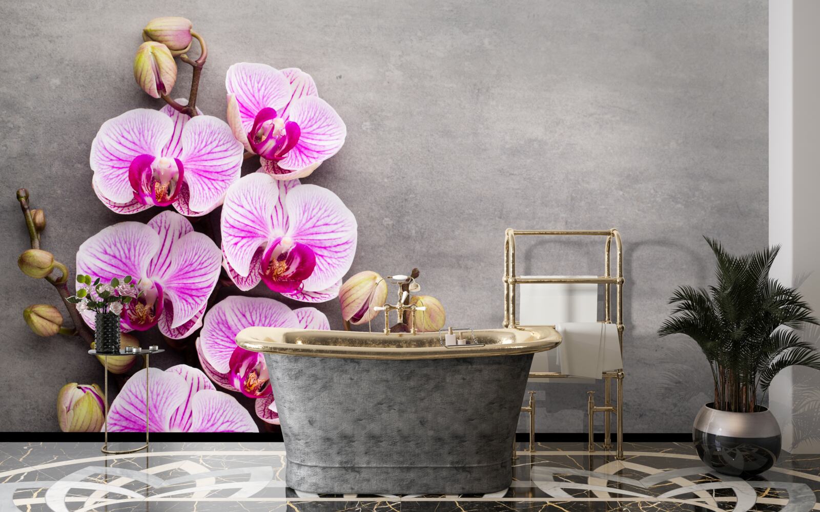 Фотошпалери бузково-біла орхідея