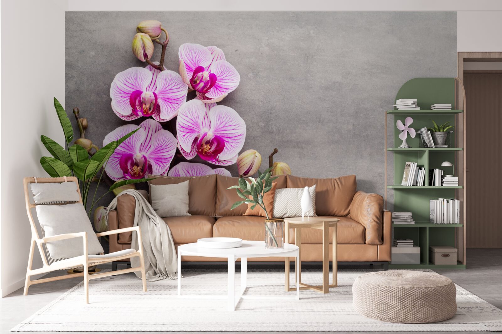 Фотошпалери бузково-біла орхідея