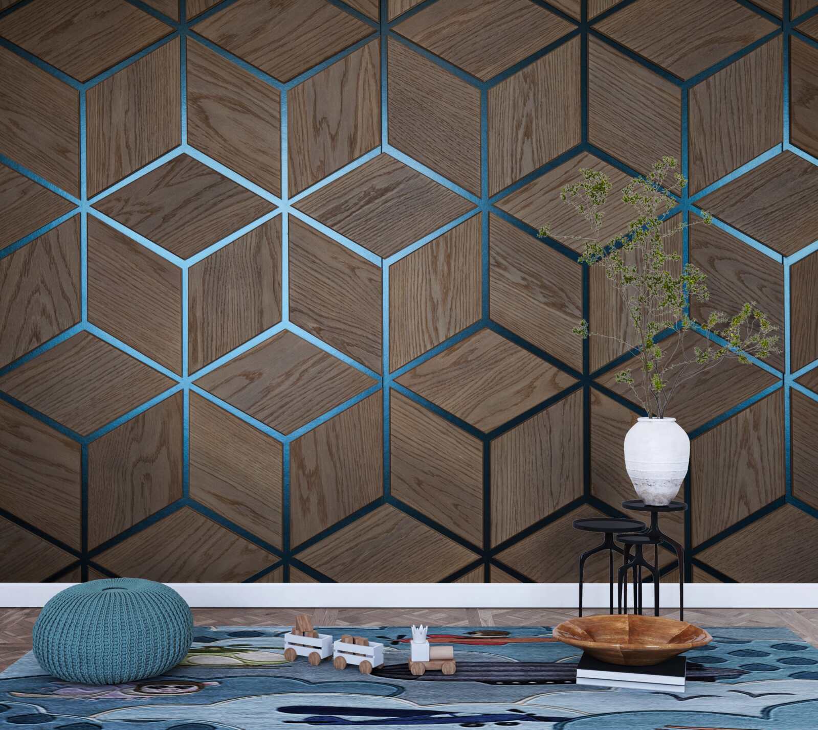 Фотошпалери дерев'яна підлога з чорними смугами