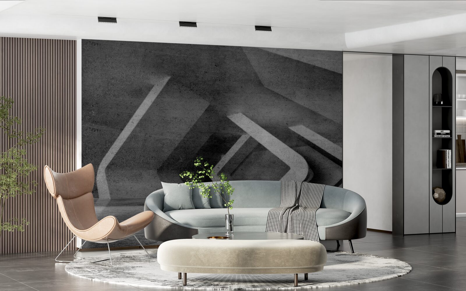 Фотошпалери сірий тунель