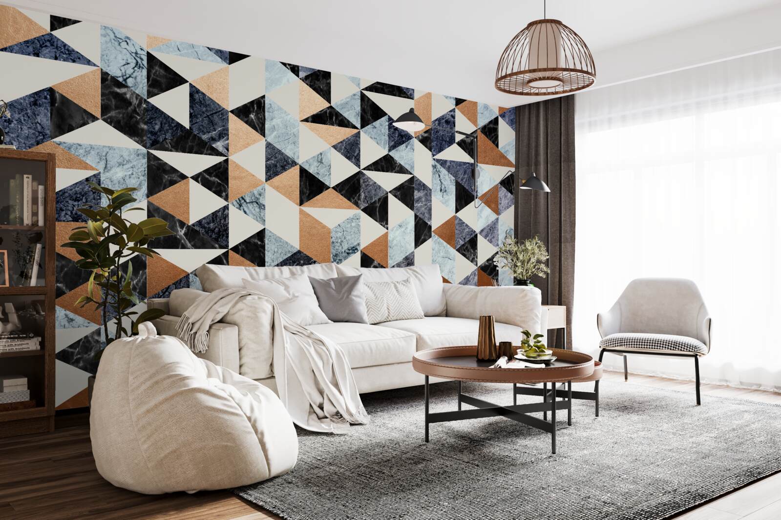 Фотошпалери абстрактне панно з різнокольоровими символами