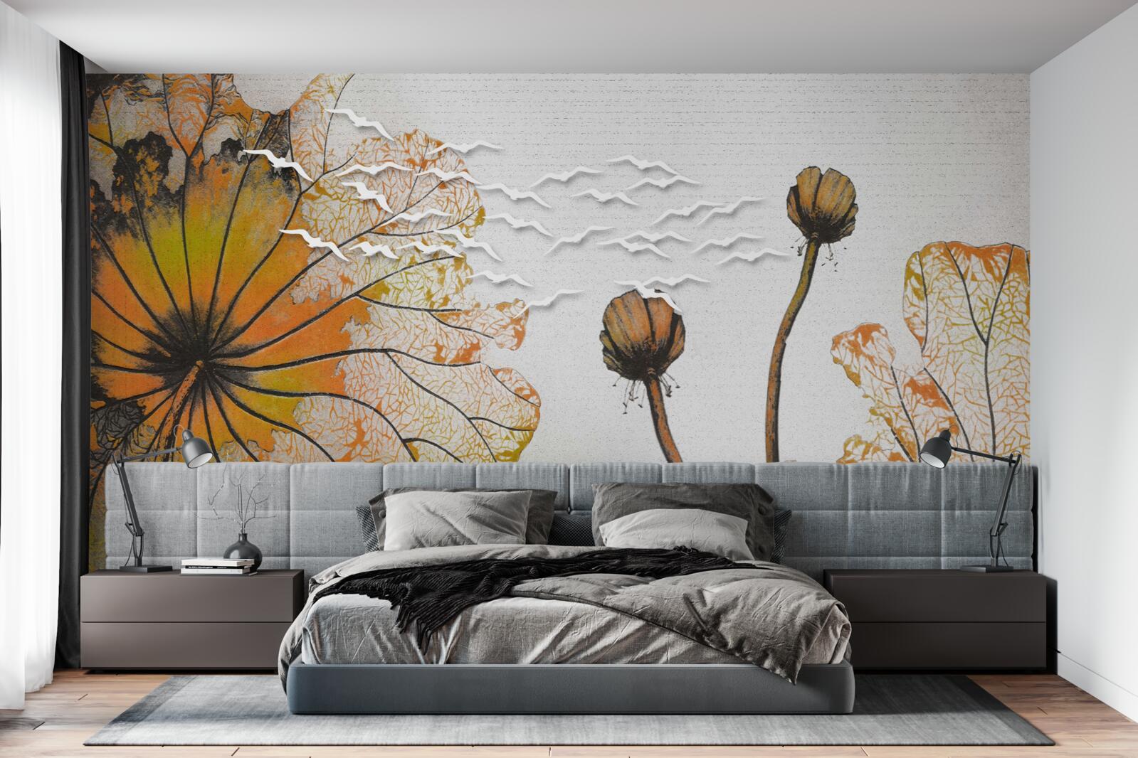 Фотошпалери великі квіти та їх нерозкриті бутони