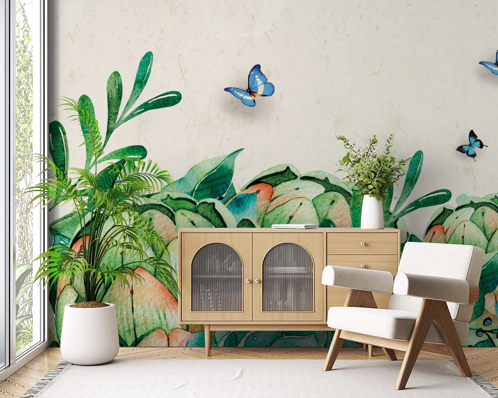 Фотошпалери метелики та рослини